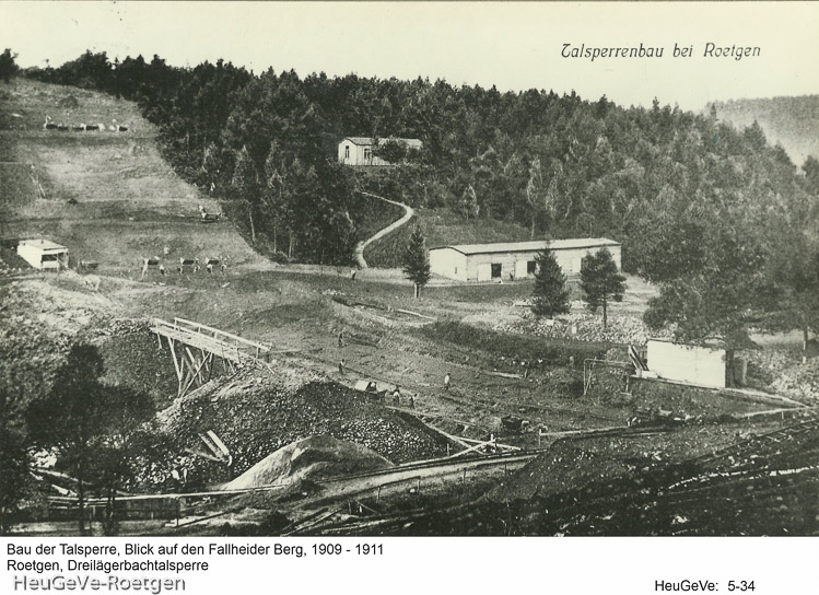 Bau der Sperrmauer, 1909